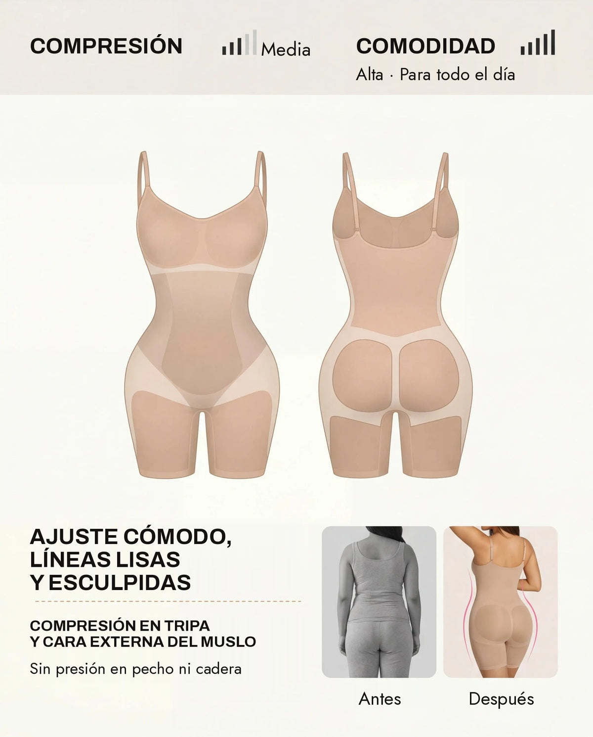 Body moldeador con compresión por zonas – imagen 8