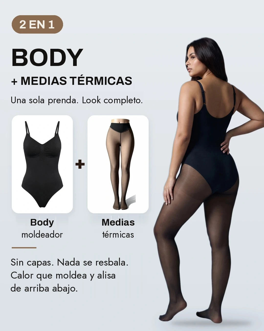 Body moldeador con medias térmicas 2 en 1