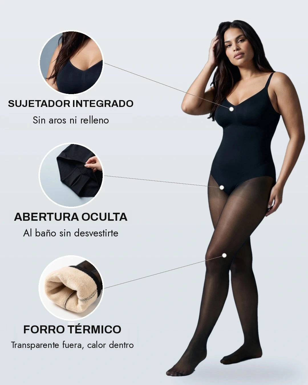 Body moldeador con medias térmicas 2 en 1