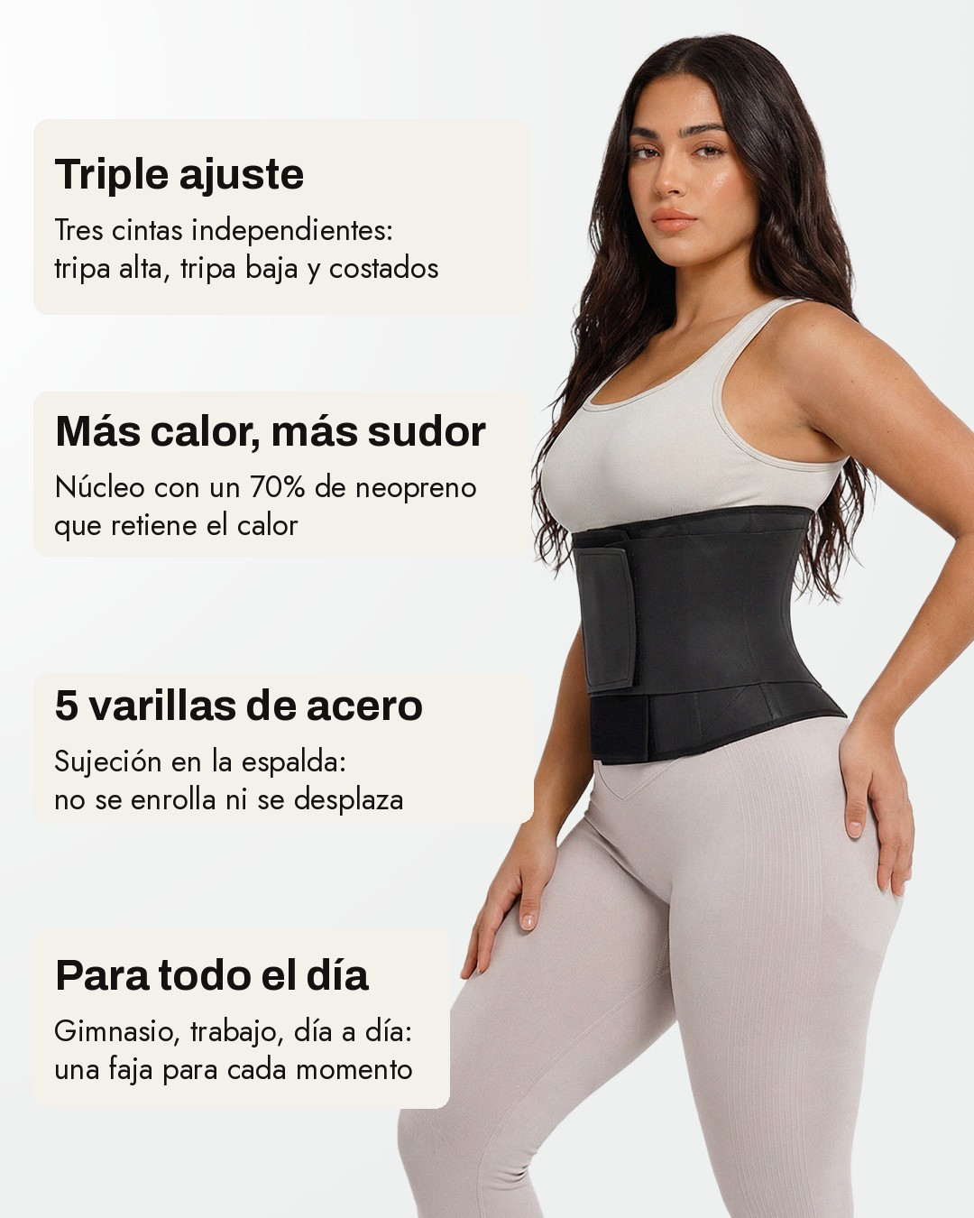 Faja reductora de cintura con triple ajuste