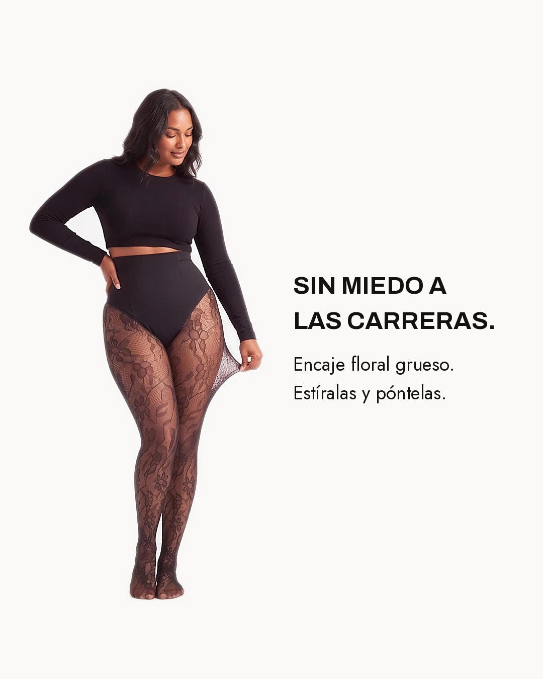 Medias moldeadoras de encaje floral