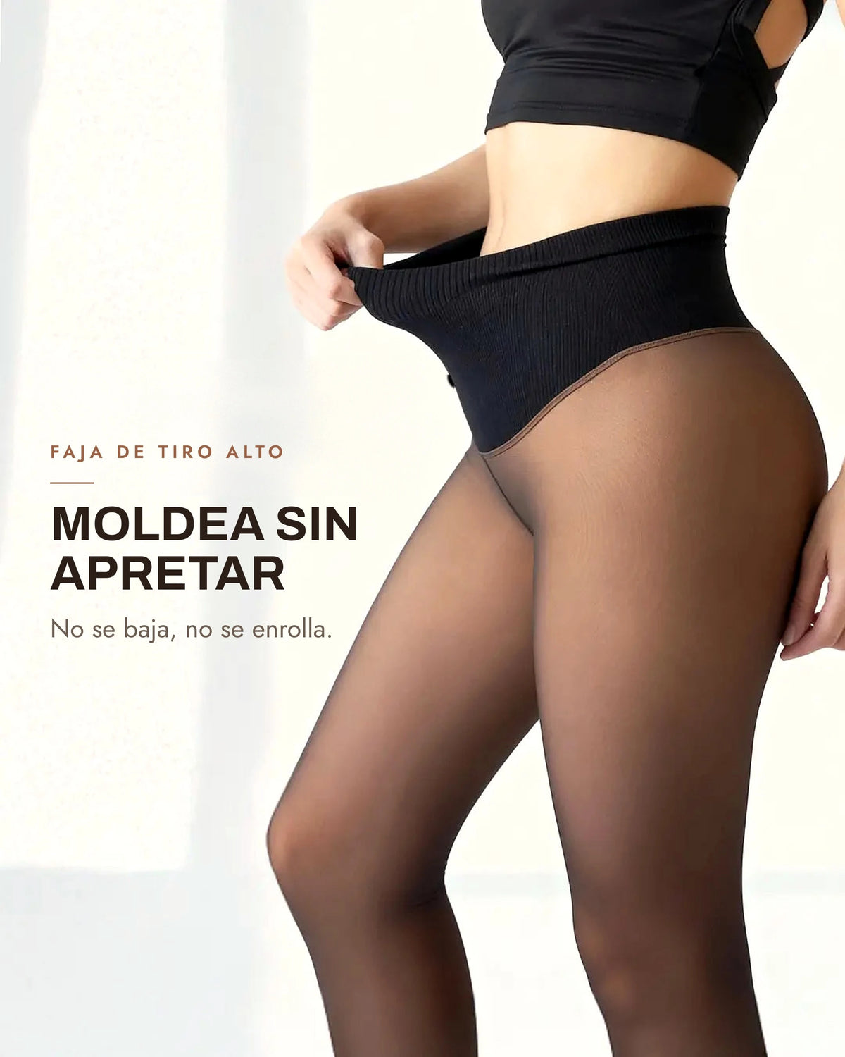 Medias térmicas efecto piel ALIBI: faja de tiro alto que moldea sin apretar
