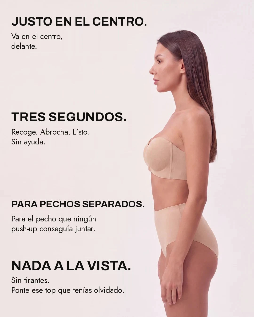 Sujetador sin tirantes con cierre delantero
